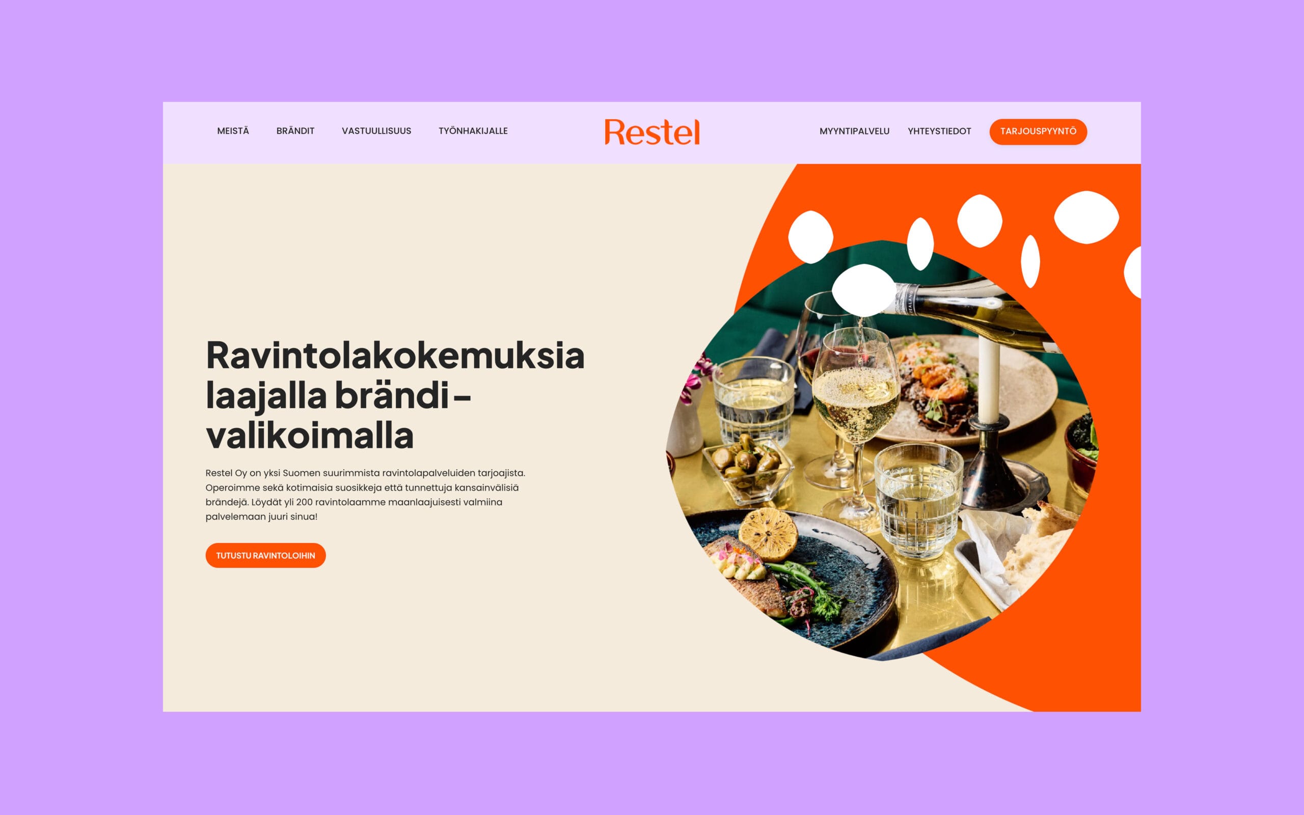 Kuvituskuva Restel.fi verkkosivun etusivusta työpöytänäkymässä